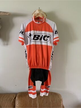 Bic Men’s Orange and White Cycling Jersey